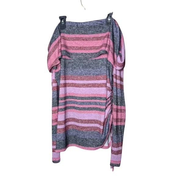 New Lane Bryant Off Shoulder Striped Sweater Long Sleeve Pink Purple Gray Plus - Picture 3 of 8